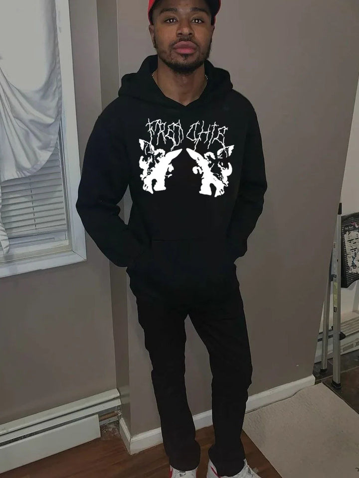 Herren Sportliches Hoodie und Jogginghose Set mit kreativem Grafikdesign Echoarchiv