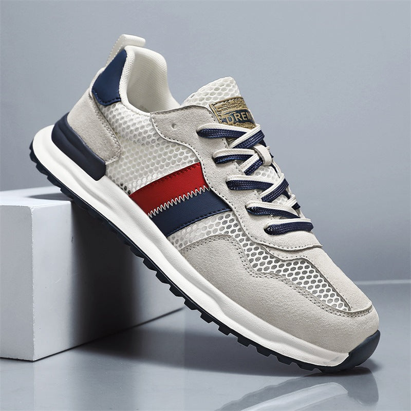 Herren Atmungsaktive Freizeit-Runner mit Mesh-Obermaterial, retro-inspiriertem Streifen-Detail und griffiger Gummilaufsohle – Tavélo