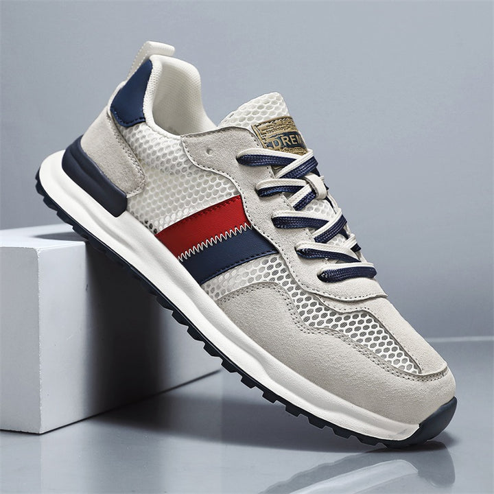 Herren Atmungsaktive Freizeit-Runner mit Mesh-Obermaterial, retro-inspiriertem Streifen-Detail und griffiger Gummilaufsohle – Tavélo