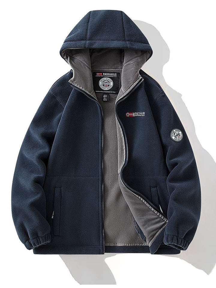 Unisex Kapuzen-Fleecejacke mit wärmender Microfleece-Innenlage, durchgehendem Reißverschluss und elastischen Bündchen Echo Archiv