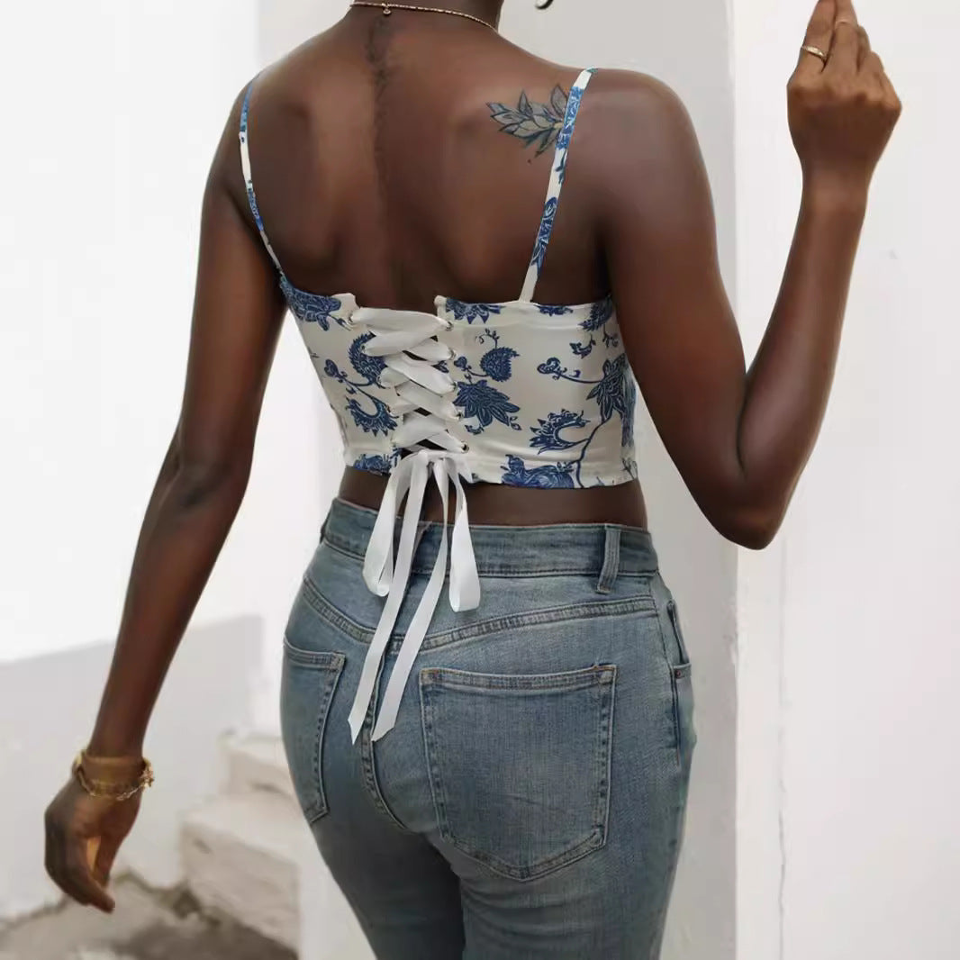 Damen Blütenmuster Cropped Top Echo Archiv