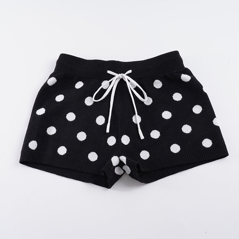 Damen Sportliche Kurze Hose mit gepunktetem Design und verstellbarem Bund Echo Archiv