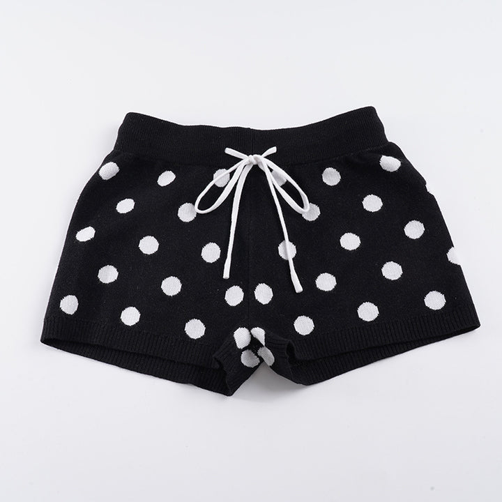 Damen Sportliche Kurze Hose mit gepunktetem Design und verstellbarem Bund Echo Archiv