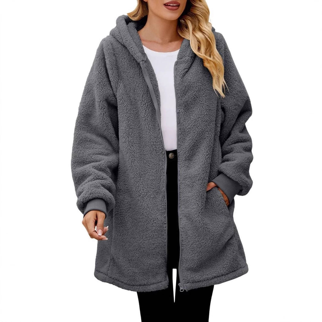 Damen Kuschelige Fleece-Jacke im Oversized-Stil Echoarchiv
