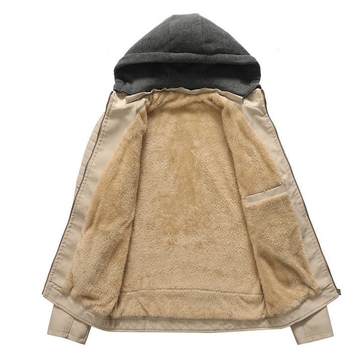 Herren Lederimitatjacke mit Kapuze und Teddyfutter Echoarchiv