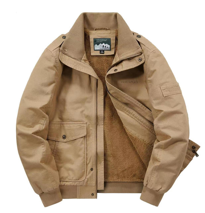 Herren Thermo-Canvasblouson mit durchgehendem Teddyfutter, Rippkragen und Utility‑Pattentaschen Echo Archiv