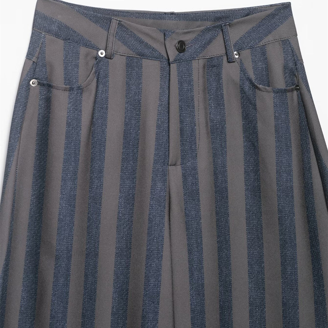 Damen weite High-Waist-Hose mit stilvollem Streifenmuster Echo Archiv
