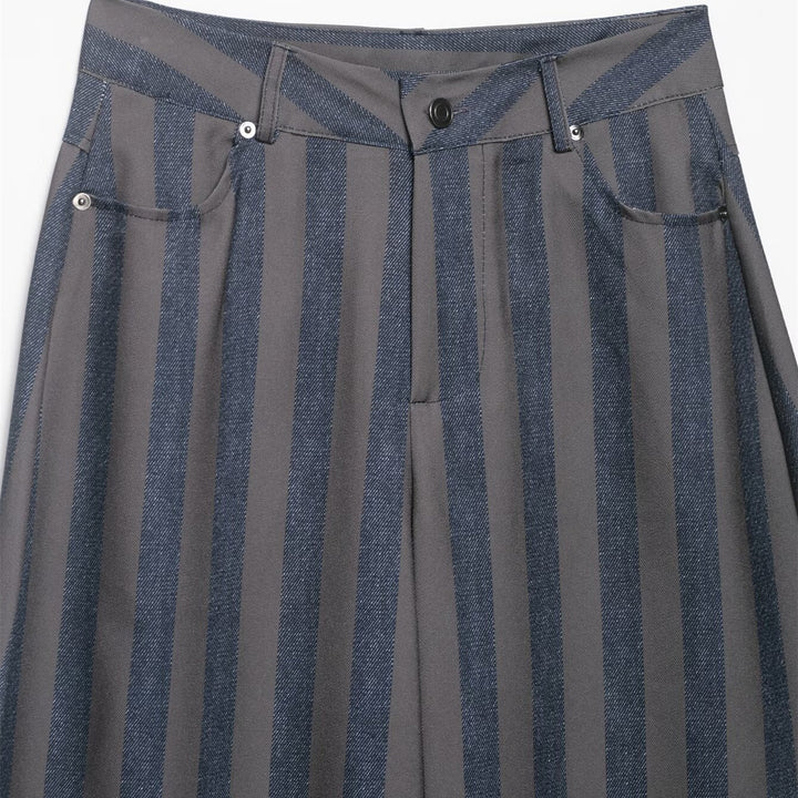Damen weite High-Waist-Hose mit stilvollem Streifenmuster Echo Archiv
