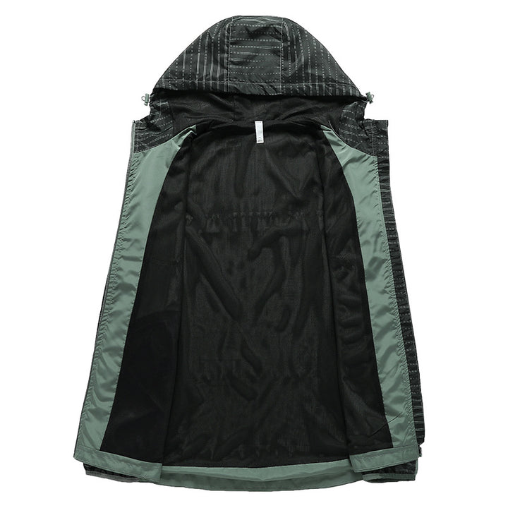 Herren Leichte Reflektierende Kapuzen-Windjacke mit Mesh-Futter und Reißverschlusstaschen Echo Archiv