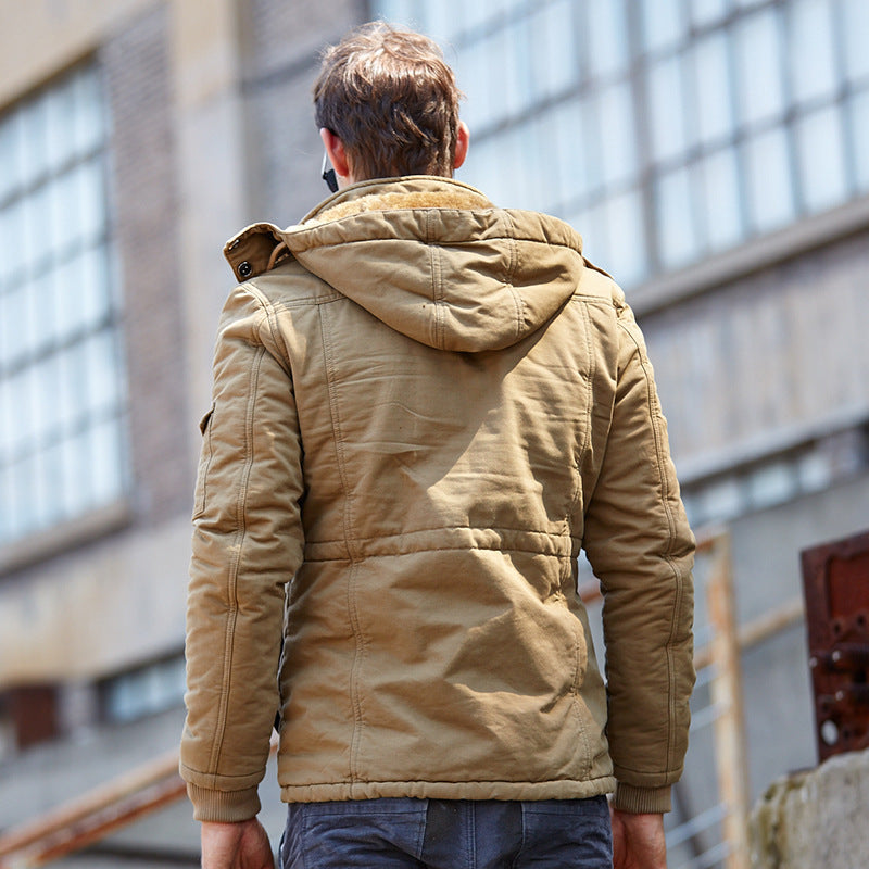 Herren Robust verarbeitete Fieldjacke mit Kapuze Kordelzug und Multifachtaschen Echo Archiv