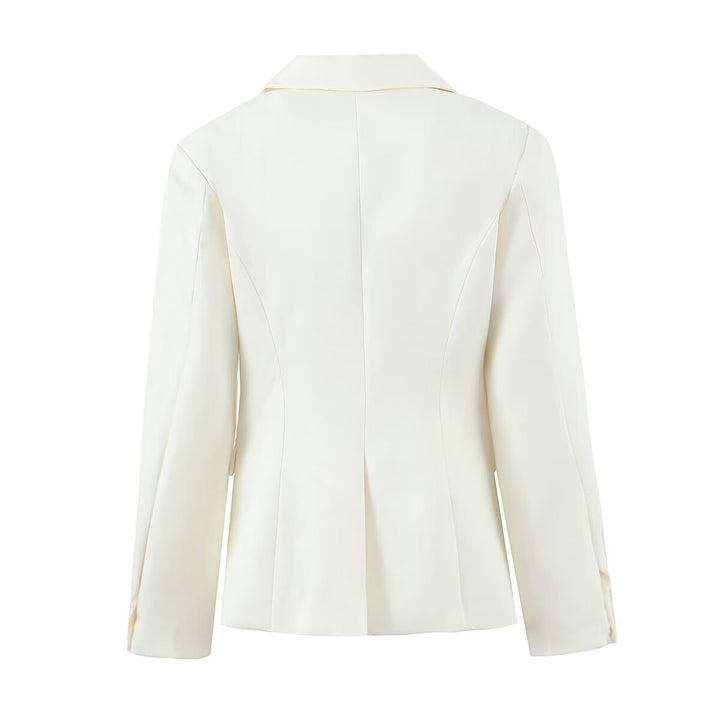 Damen taillierter Einreihiger Blazer mit Wiener Nähten, Pattentaschen und dekorativen Knöpfen – Valéne