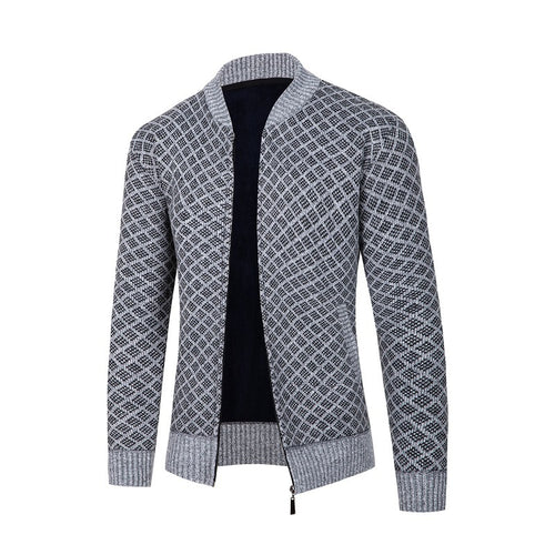 Herren Strickjacke mit modernem Rautenmuster und Reißverschluss Echoarchiv