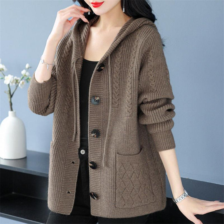 Damen Strickjacke mit Kapuze und Zopfmuster Echo Archiv