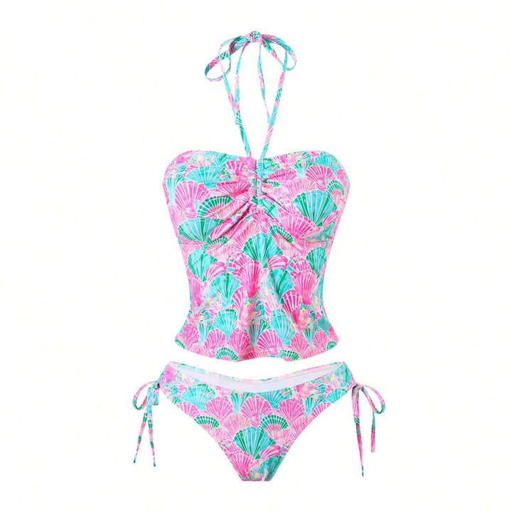 Damen Bandeau-Bikini mit verspieltem Muschelmuster und verstellbaren Trägern Echo Archiv