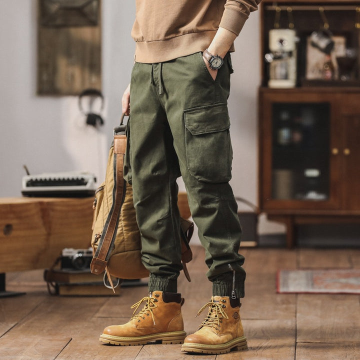 Herren Cargo-Jogginghose mit Kneebel-Taschen, Tunnelzugbund und gerafften Bündchen Echo Archiv