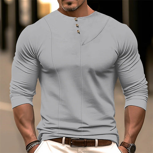 Herren Langarmshirt mit modischem Knopfdetail und ergonomischem Schnitt Echoarchiv
