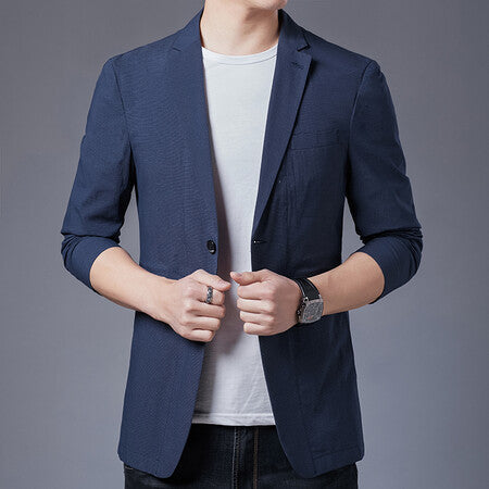Herren legerer Blazer mit strukturiertem Stoff Echoarchiv