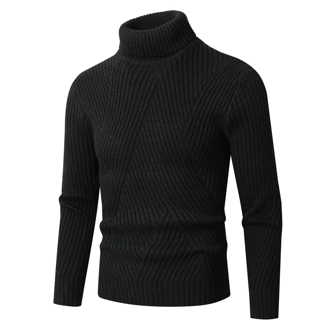 Herren Grobstrickpullover mit Stehkragen und dekorativem Strukturmuster Echoarchiv