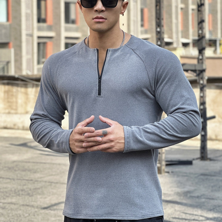 Herren Funktionsshirt mit innovativem Reißverschluss und atmungsaktiver Struktur Echoarchiv