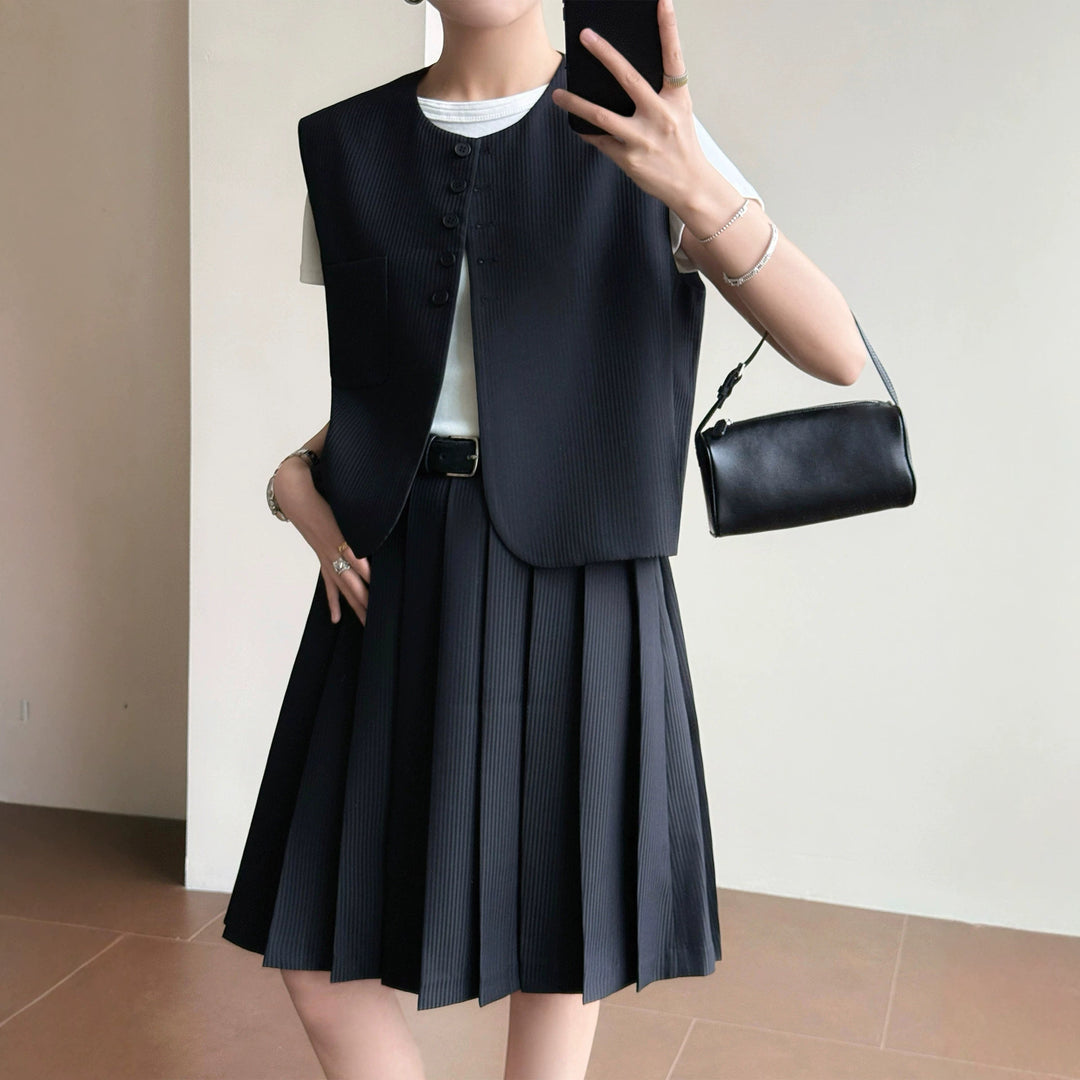 Damen Elegante Blazer-Weste mit gestreiftem Design Echoarchiv