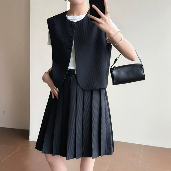 Damen Elegante Blazer-Weste mit gestreiftem Design Echoarchiv