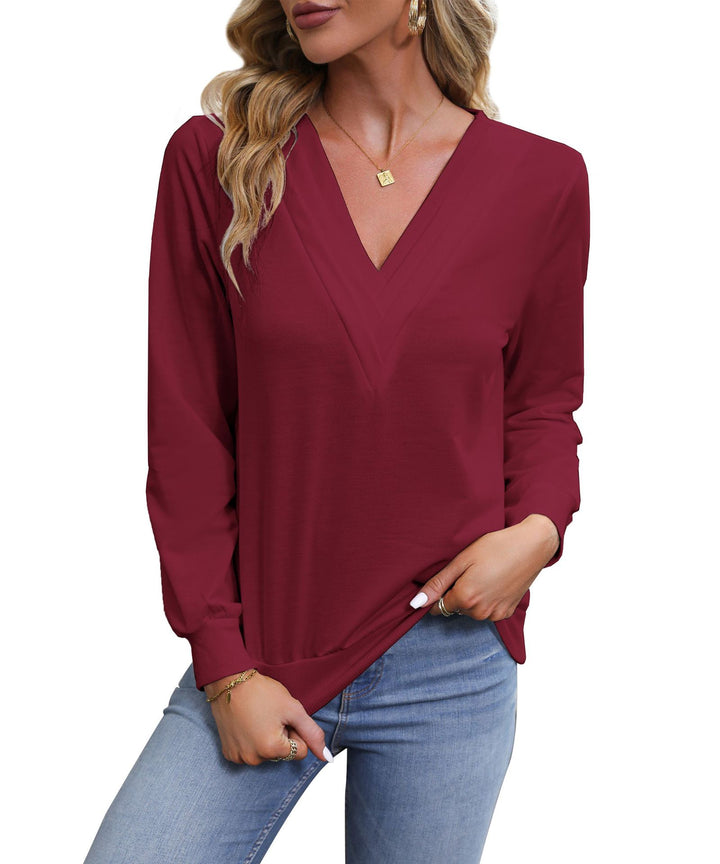 Damen V‑Ausschnitt Longsleeve aus feinem Stretch‑Viskosejersey mit taillierter Schnittführung Echoarchiv