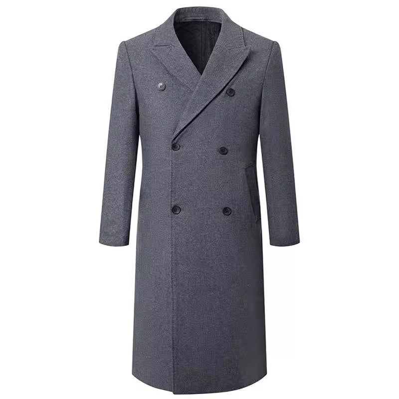 Herren eleganter Langmantel mit doppelter Knopfreihe und stilvollem Revers Echoarchiv