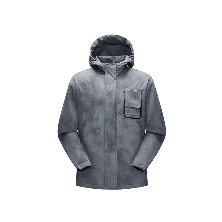 Herren Minimalistische technische Shell-Jacke mit Kapuze und Utility-Brusttasche Echo Archiv