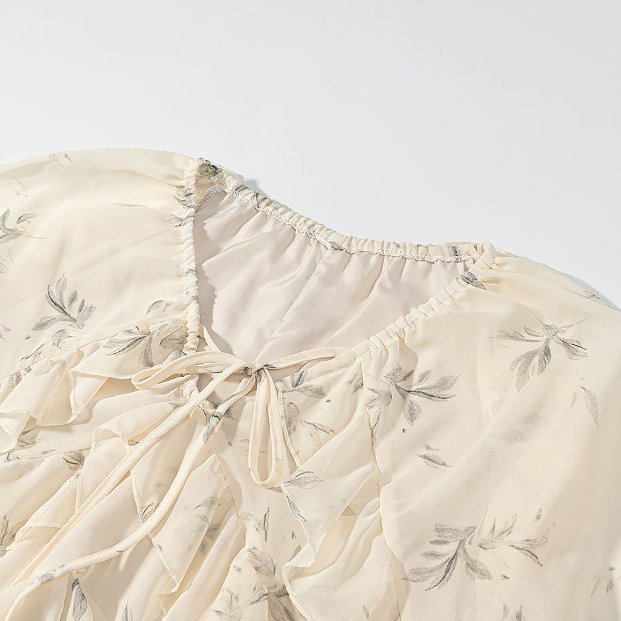 Damen Maxikleid mit Volants, langem Glockenärmel und floralem Chiffon-Design Echo Archiv