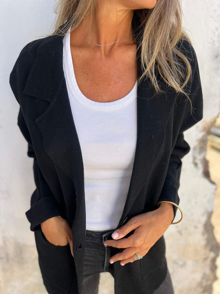 Damen Lässiger Oversize-Blazer mit praktischen Taschen und Knopfverschluss Echoarchiv