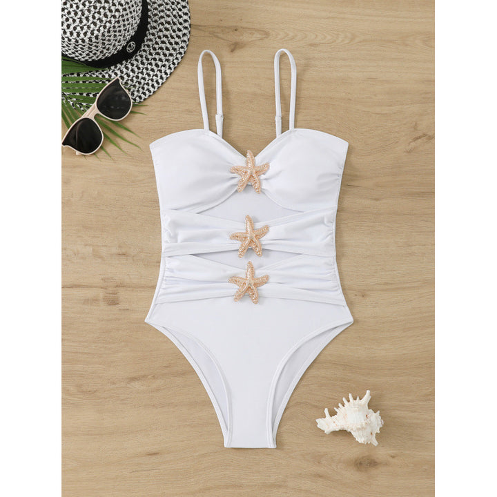 Damen Figurbetonter Bustier-Badeanzug mit Schmuckdetails Echo Archiv