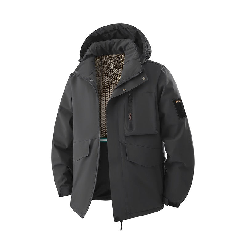 Herren Wasserdichte Outdoor-Multifunktionsjacke mit Kapuze & Fleece-Innenfutter Echoarchiv