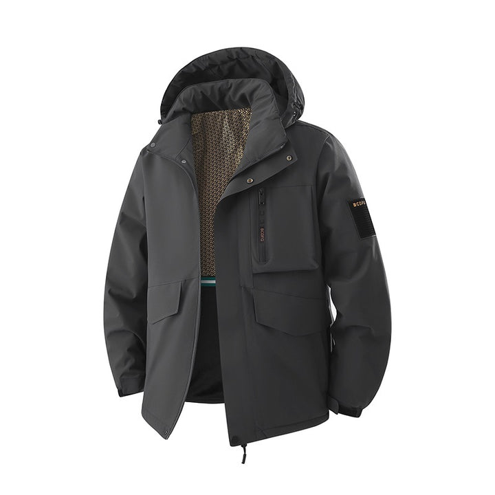 Herren Wasserdichte Outdoor-Multifunktionsjacke mit Kapuze & Fleece-Innenfutter Echoarchiv