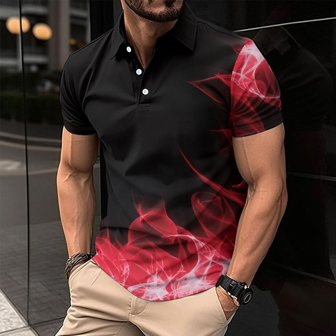 Herren sportliches Poloshirt mit dynamischem Farbverlauf und funktionalem Material Echoarchiv