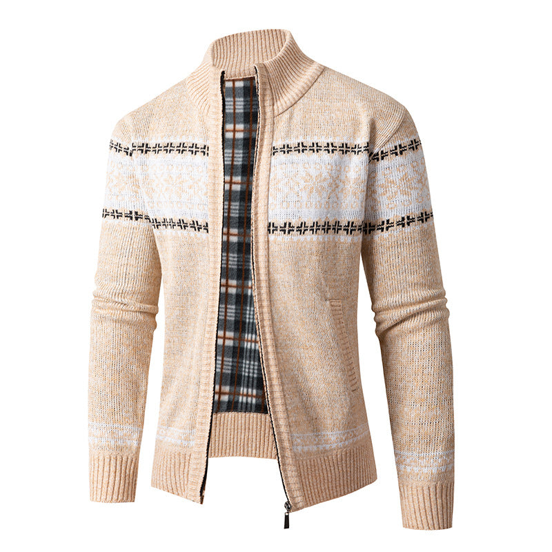 Herren Strickjacke mit hohem Kragen und modernem Zipper Echoarchiv