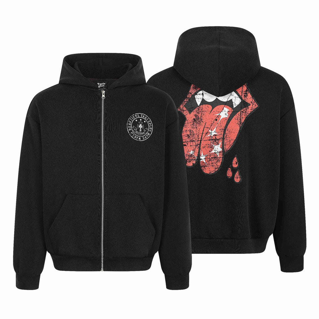 Unisex Kapuzen-Zipjacke im Oversize-Boxy-Schnitt mit Brustemblem Echoarchiv