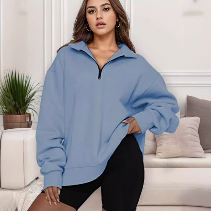 Damen nan übergroßes Sweatshirt mit Halbreißverschluss und Stehkragen Echo Archiv