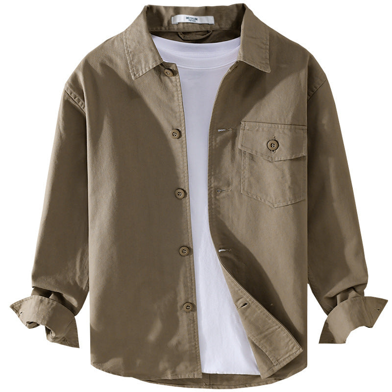 Herren Relaxed-Fit Baumwoll-Overshirt mit Brustpatte und Hemdkragen Echoarchiv