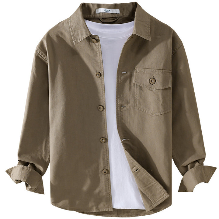 Herren Relaxed-Fit Baumwoll-Overshirt mit Brustpatte und Hemdkragen Echoarchiv