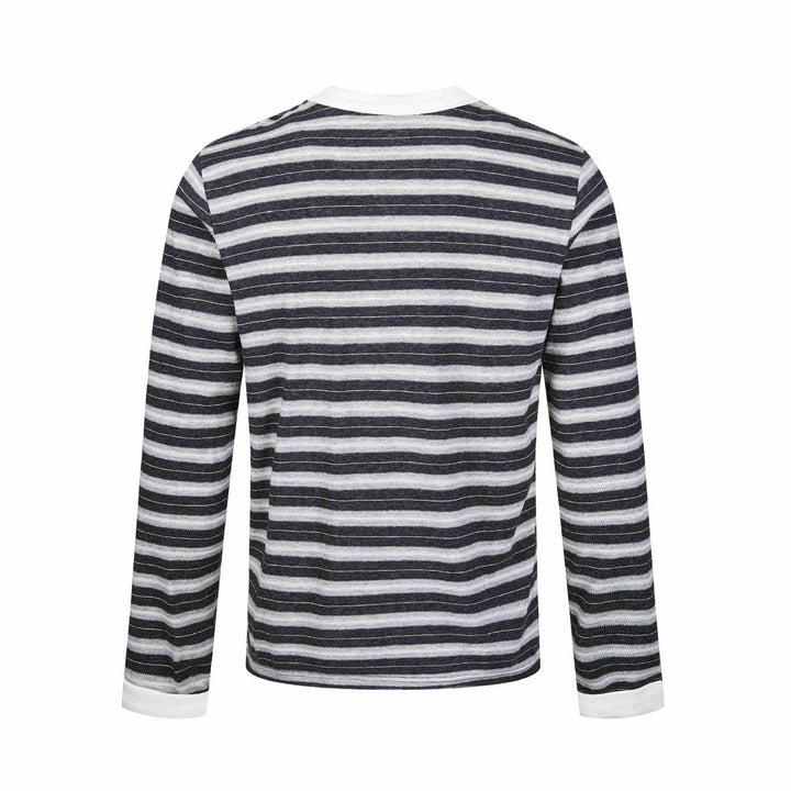Herren Langarm-Henleyshirt mit gestreifter Struktur und Kontrastkragen Echoarchiv