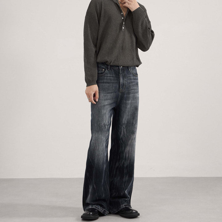 Herren Weit geschnittene Flared-Denim-Jeans mit intensiver Vintage-Waschung Echo Archiv