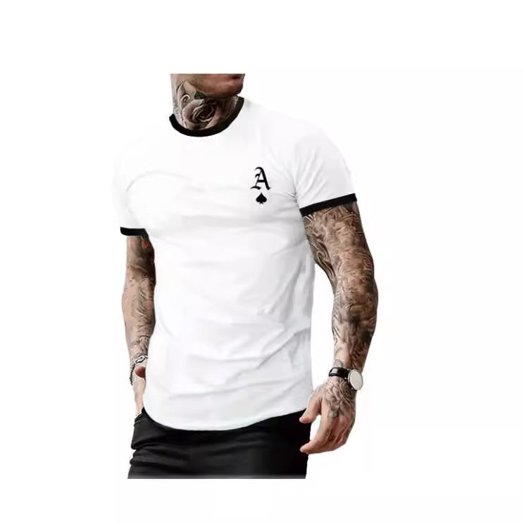 Herren T-Shirt mit modernem Motiv und kontrastierendem Kragen Echoarchiv