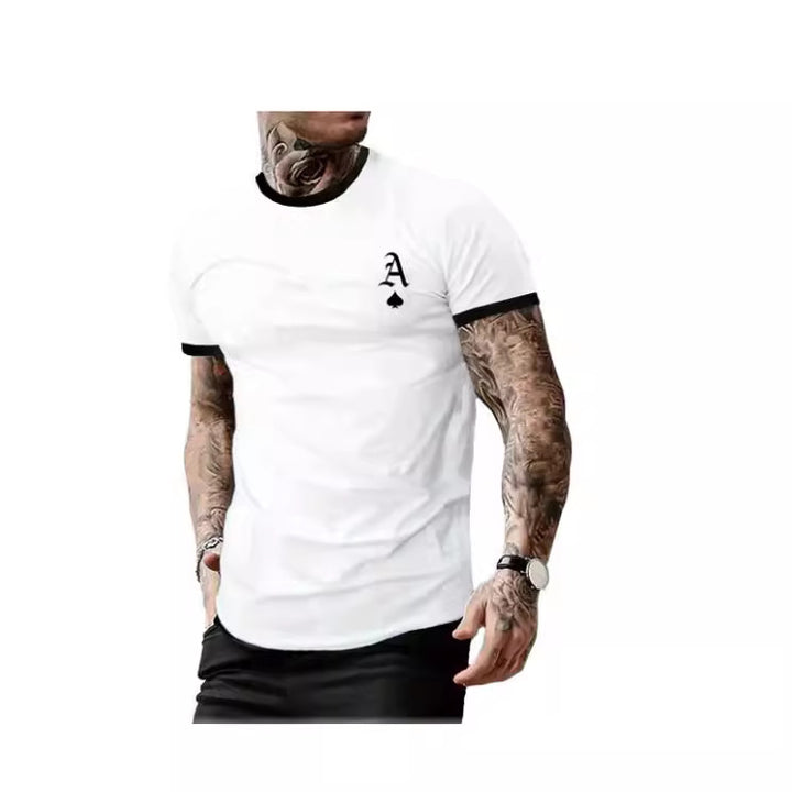 Herren T-Shirt mit modernem Motiv und kontrastierendem Kragen Echoarchiv