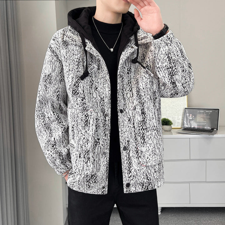 Herren sportliche Übergangsjacke mit hohem Kragen und praktischen Taschen Echoarchiv