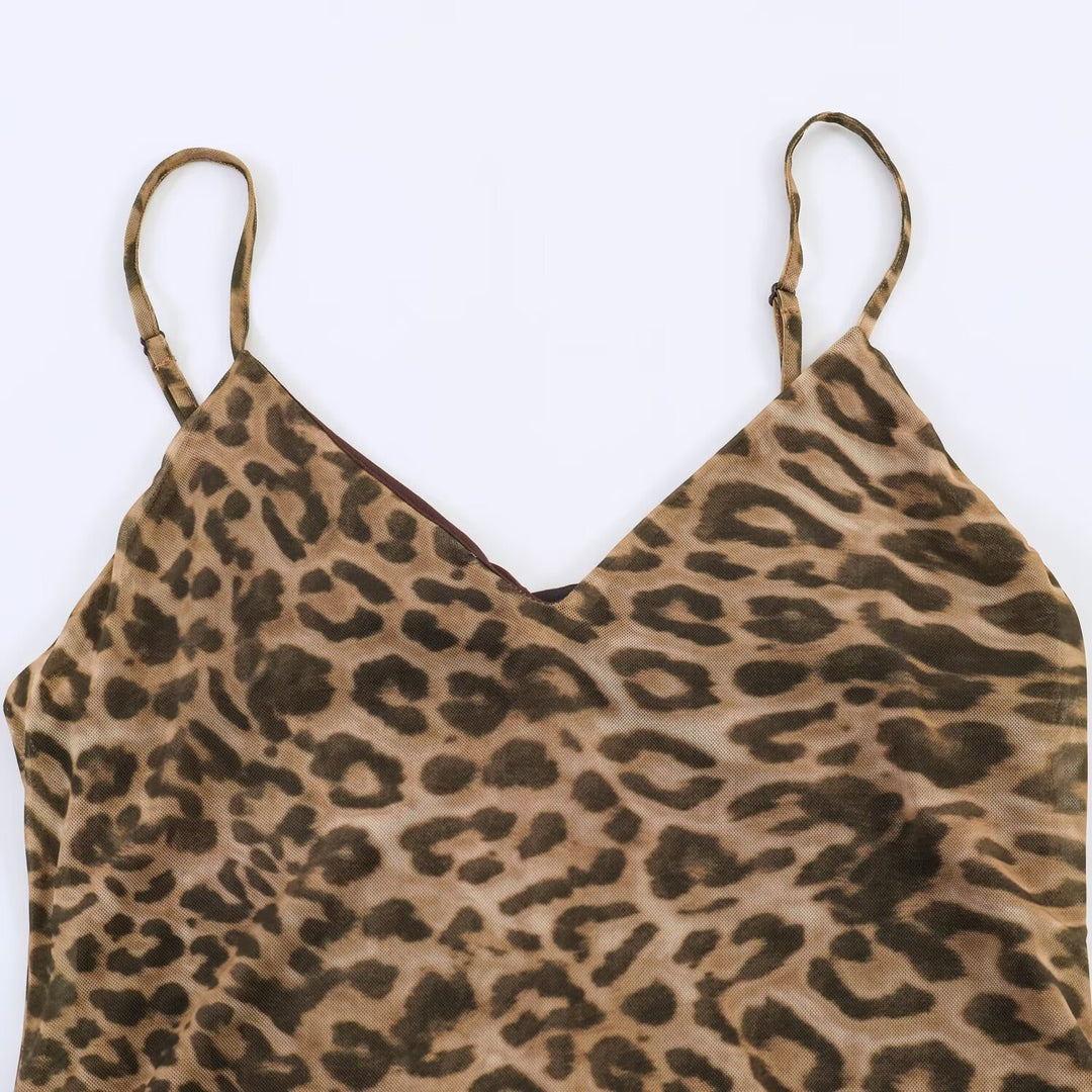 Damen Maxikleid mit elegantem Leo-Print und fließendem Schnitt Echo Archiv