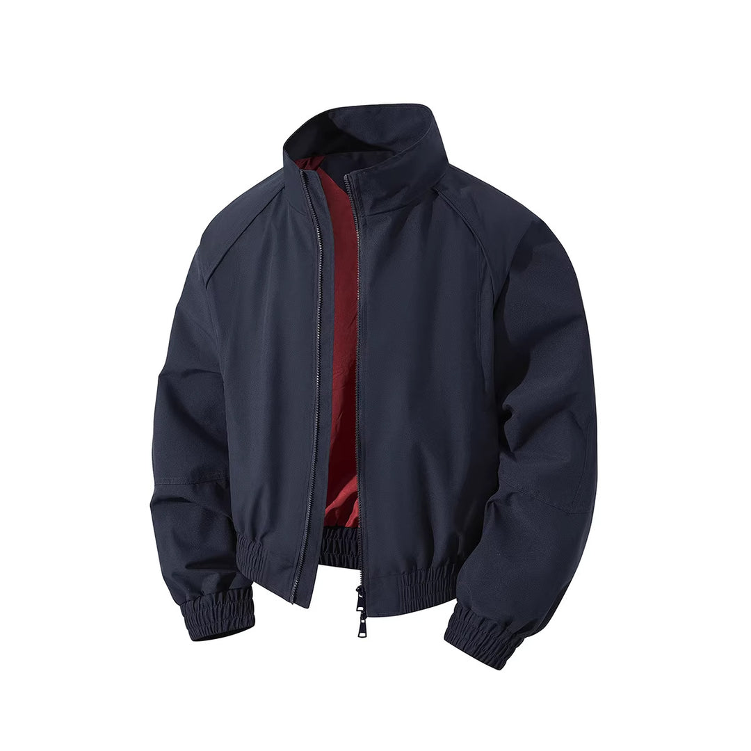 Leichte Windjacke für Herren mit hohem Kragen, Zwei-Wege-Reißverschluss und elastischem Kordelzug in der Taille – Brevano