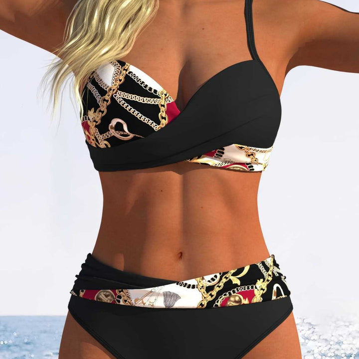 Damen Bikini-Set mit modischer Wickeloptik und schickem Kettenmuster Echo Archiv