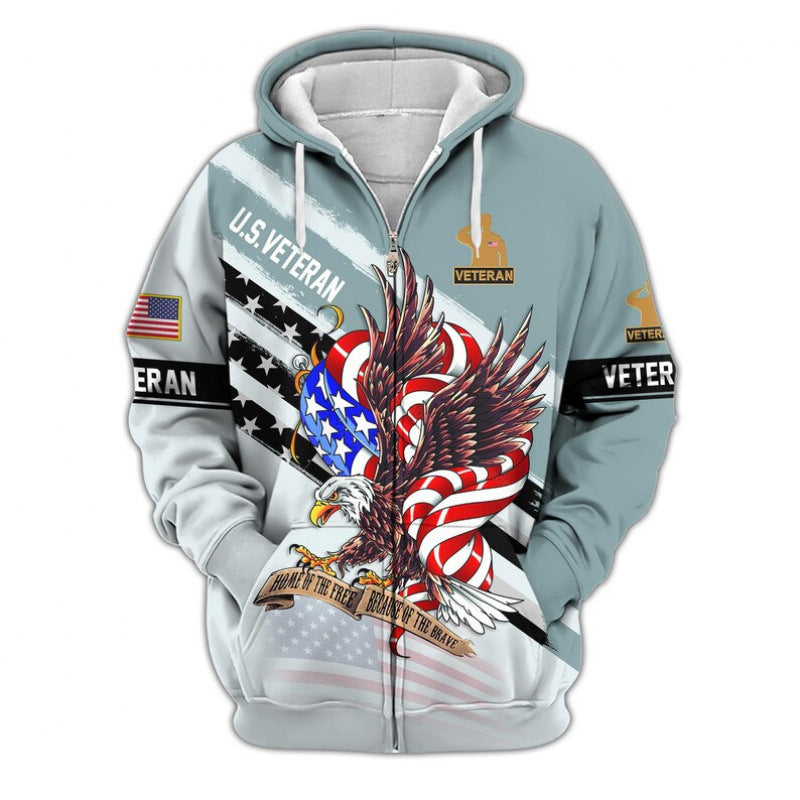 Herren Kapuzensweater mit amerikanischem Veteranenmotiv Echoarchiv