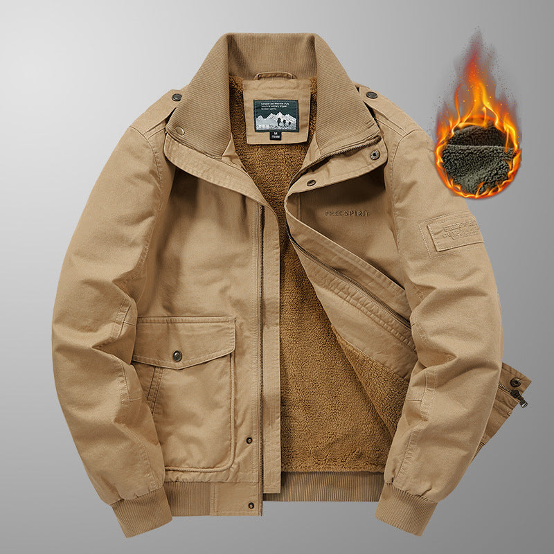 Herren Thermo-gefütterte Field‑Bomberjacke im Canvas‑Look mit Sherpa‑Innenfutter und Stehkragen Echo Archiv