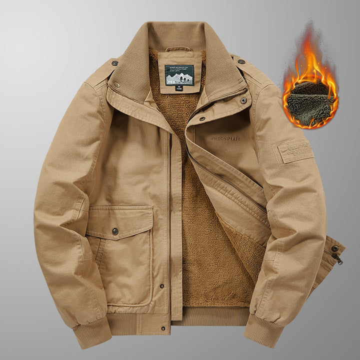 Herren Thermo-gefütterte Field‑Bomberjacke im Canvas‑Look mit Sherpa‑Innenfutter und Stehkragen Echo Archiv